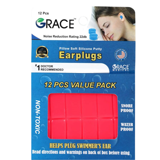 Grace Hypoallergenic Waterproof Orange Soft Silicone Putty Ear Plugs for Kids 3 pairs