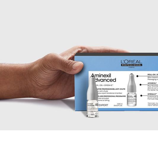 L'Oreal Professional Aminexil Advanced Anti-Hair Loss Serum Roll-On with Aminexil & Omega-6 10 X 6 Ampoules