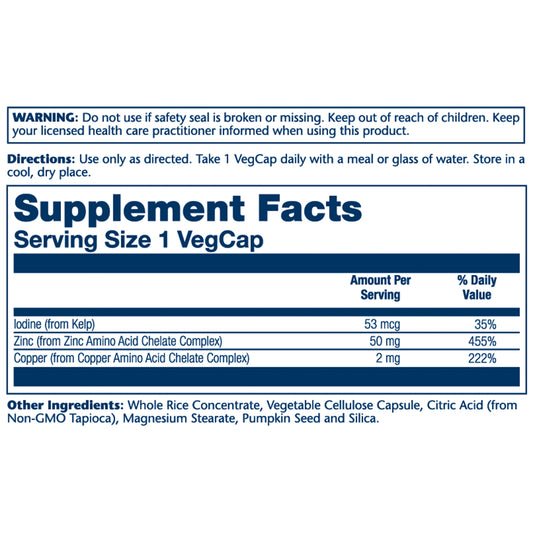 SOLARAY ZINC COPPER 100 CAP