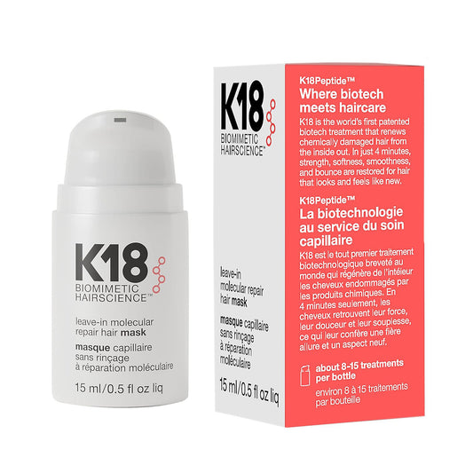 K18 Leave-In Molecular Hair Mask, Repairs Dry or Damaged Hair 15ml