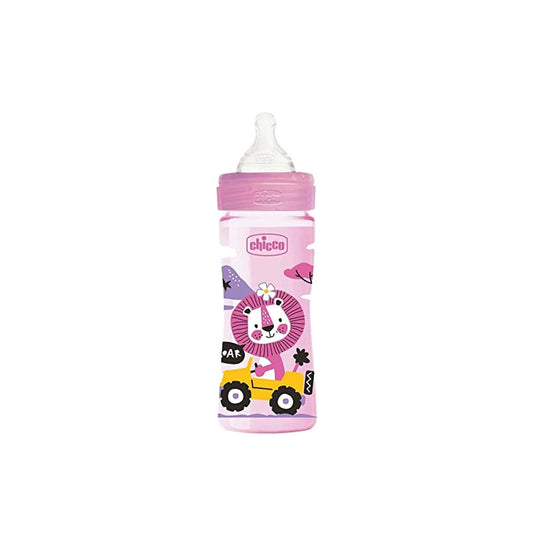 Chicco Well-Being Pink 250ml Anti-Colic Medium Flow Plastic Feeding Bottle (2+ Months)