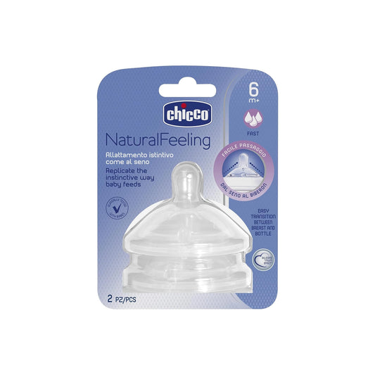 Chicco Silicone Fast Flow Feeding Nipples (6+ Months) 2 per pack