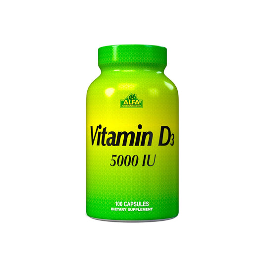 Alfa Vitamins 5000 IU Vitamin D3 Supplement  - 100 capsules