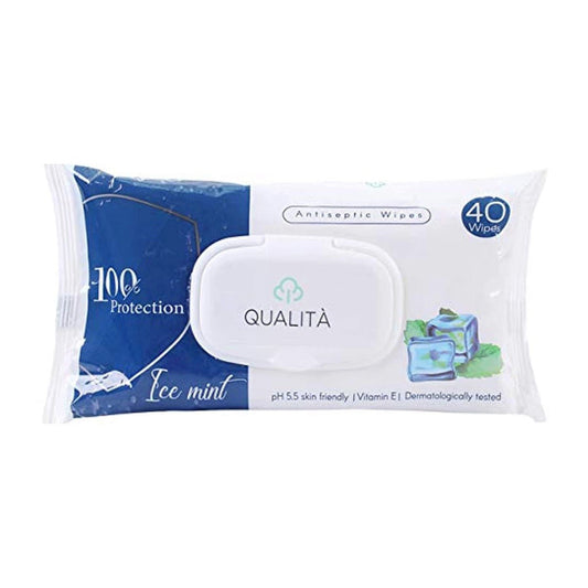 QUALITA ANTISEPTIC WIPES ICE MINT 40PCE