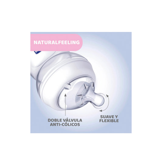 Chicco Natural Feeling White Anti-Colic Feeding Bottle (2+ Months) 250ml