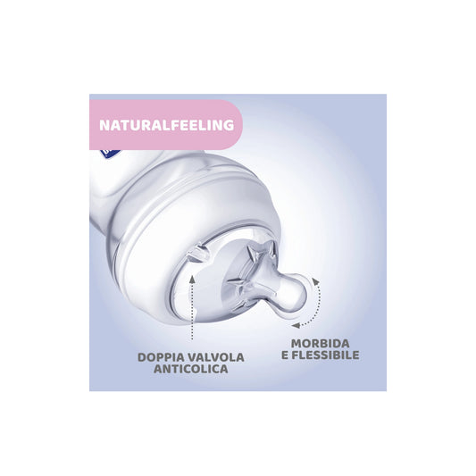 Chicco Natural Feeling White Anti-Colic Slow Flow Feeding Bottle with Silicone Teat (0+ Months) 150ml