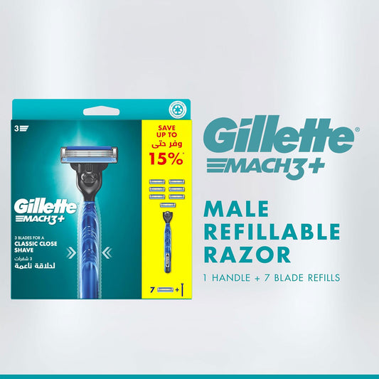 Gillette Mach3 + (7) Pcs Plus Hand Free