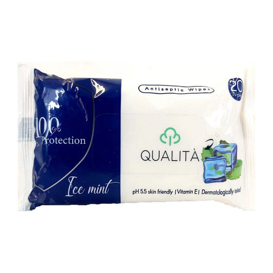 QUALITA ANTISEPTIC WIPES ICE MINT 20 WIPES