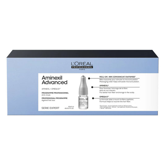 L'Oreal Professional Aminexil Advanced Anti-Hair Loss Serum Roll-On with Aminexil & Omega-6 10 X 6 Ampoules