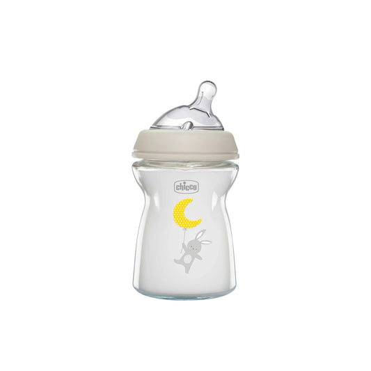 Chicco White Anti-Colic Glass Feeding Bottle (0+ Months) 250ml