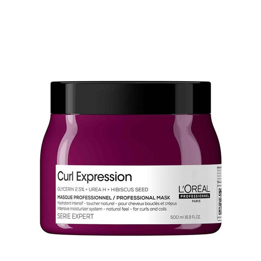 L'Oreal Professional Curl Expression Moisturizing Hair Mask with Glycerin, Urea H & Hibiscus Seed for Curls & Coils 500 ML