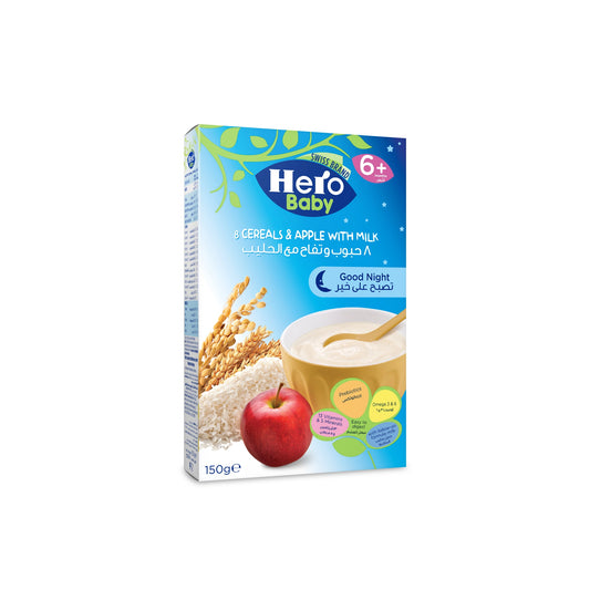 Hero Baby Good Night 8 Cereal with Apple & Milk (6+ Months) 150 gr