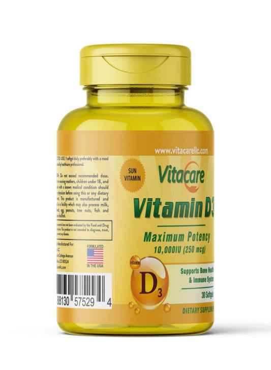 Vitacare Vitamin D3 10000 (250 MG) 30 Soft Gels