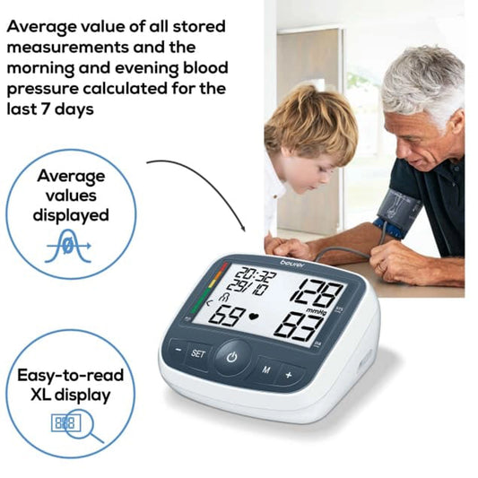 Beurer Upper Arm Blood Pressure Monitor, BM 40 with Adapter
