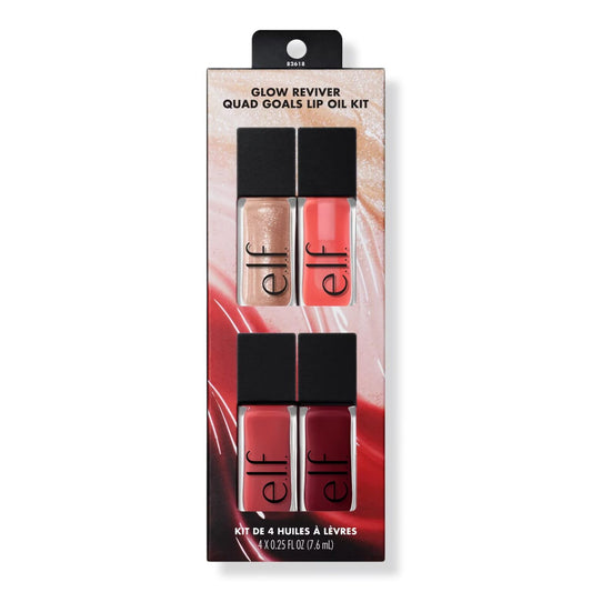 E.L.F. Glow Quad Goals Lip Oil Kit 4 HUILES 7.6 ML