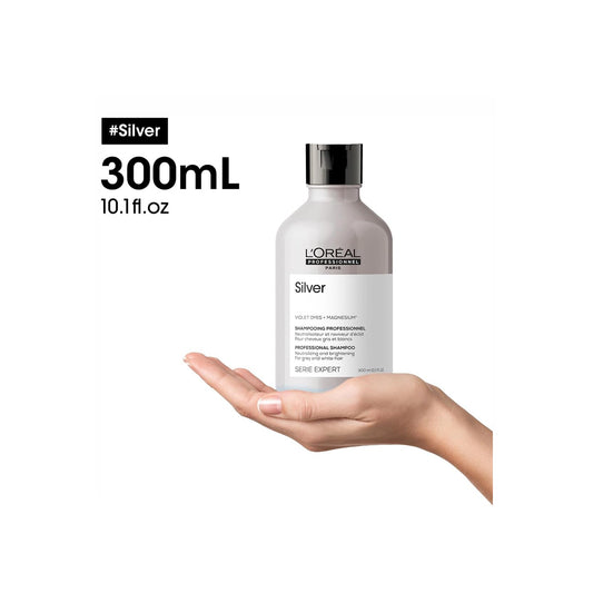 L'Oreal Professional Silver Shampoo with Magnesium & Violet Dyes for White & Gray Hair 300 ML