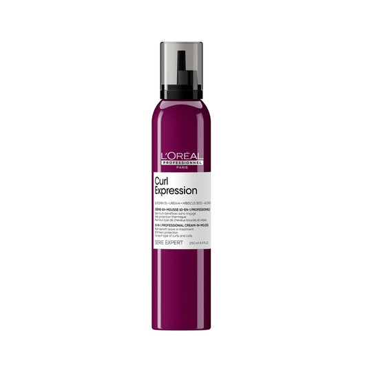 L'Oreal Professional Curl Expression Heat Protecting Leave-In Hair Cream-In-Mousse with Glycerin, Urea H & Hibiscus Seed Extract for Curls & Coils 250 ML