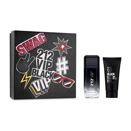 Carolina Herrera 212 VIP Black for Men Gift Set 100ml EDT + 100ml Shower Gel