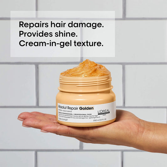 L'Oreal Professional Absolut Repair Golden Instant Resurfacing Mask with Protein & Gold Quinoa for Dry & Damaged Hair 250 ML