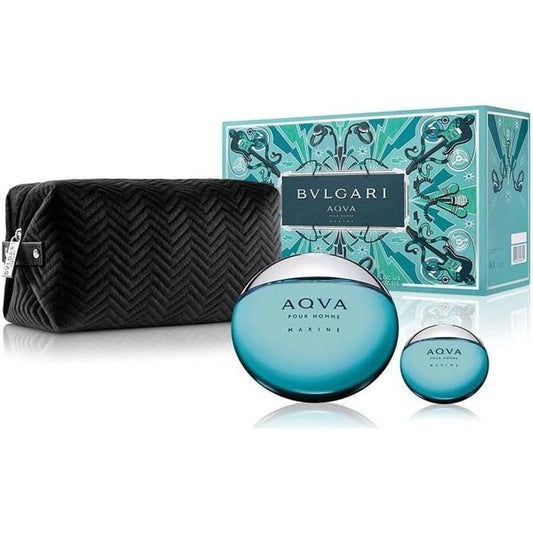 Bvlgari Aqua Marine for Men 3 Pieces Gift Set 100ml EDT + 15ml + Pouch