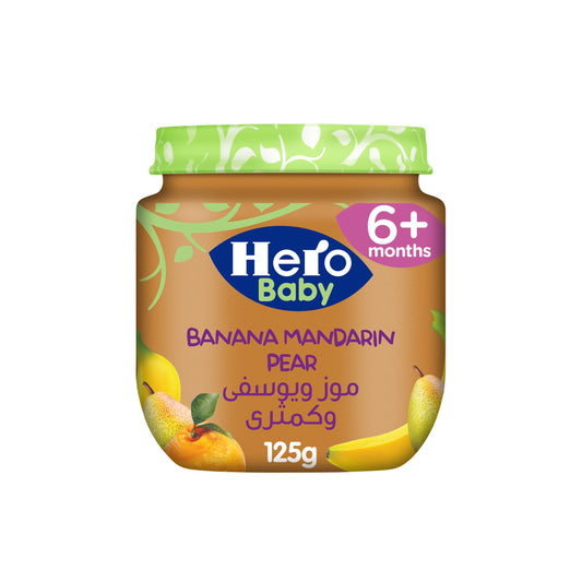 Hero Baby Banana, Mandarin & Pear Puree (6+ Months) 125 gr