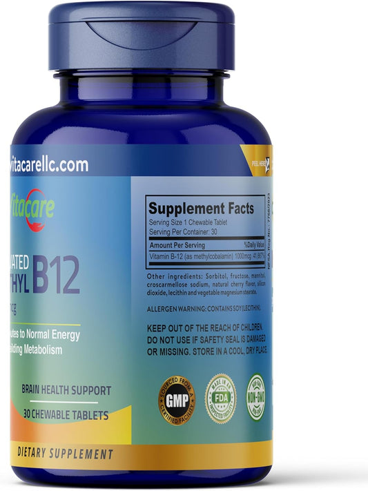 Vitacare Activated B12 1000 MCG 30 Cheable Tab