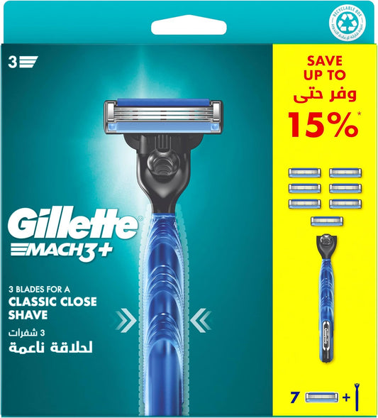 Gillette Mach3 + (7) Pcs Plus Hand Free