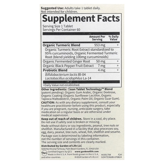 GARDEN OF LIFE TURMERIC 60 TABLETS