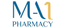 MA1 Pharmacy logo with blue and yellow design on a white background